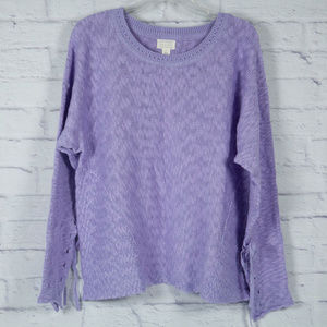 Caslon Knit Pull Over Sweater Size Medium Purple W/Laced Sleeves